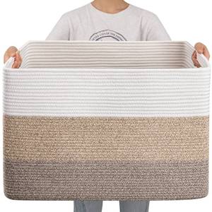 lot 1447 image: OIAHOMY 108L Extra Large Blanket Basket Dog Toy Basket Gradient Brown