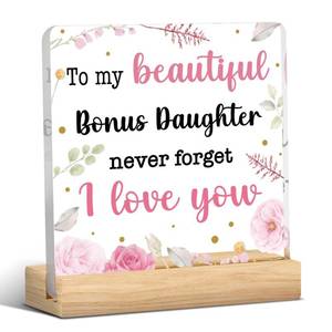 lot 2011 image: Bonus Daughter Gifts from Stepmom Stepdad, Christmas Gifts for Step Daughter, Stepdaughter Gifts Ideas, Best Birthday Gift for Daughter Acrylic Decor 4 x 4 inches C9