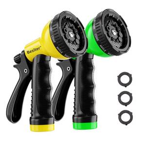lot 2016 image: Besiter Garden Hose Nozzle Sprayer 2 Pack 10 Watering Patterns Water Hose Spray Nozzles for Garden Hose Heavy Duty Hose Head Hose Attachment for Garden Hose YellowGreen