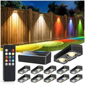 lot 2017 image: JOFIOS Fence Lights Solar Powered with Remote 12 Pack, Warm White, Cool White and RGB Color Glow LED Solar Lights Outdoor, Dusk to Dawn Solar Fence Lights for Patio, Backyard, Railing, Deck, and Wall