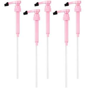 lot 2062 image: Patelai 5 Pcs Pink Syrup Pumps for 25 oz Bottles, No Spill Dispenser