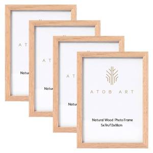 lot 2066 image: ATOBART 5x7 Solid Oak Wood Picture Frames, 4 Pack