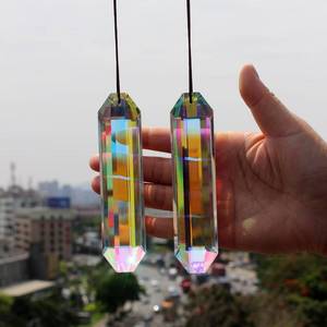 lot 2083 image: A 2PCS Long Crystal Suncatcher Prisms for Windows (Rect ABColor)