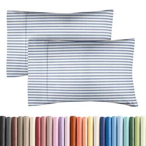 lot 2100 image: King Pillow Cases Set of 2 - Ultra Soft Pillowcase Covers - Blue Stripes