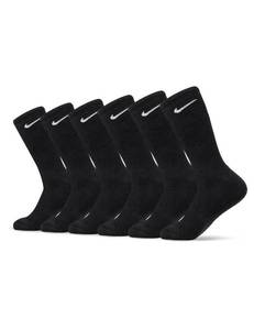 lot 2102 image: Nike Unisex Everyday Cushioned Training Crew Socks (6 Pairs), BlackWhite, Small
