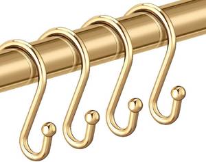 lot 2105 image: Gold Shower Curtain Rings Hooks, Set of 12 CHICTIE Decorative Shower Curtain Hooks, Premium Metal Rust Resistant S Shaped ��Hooks Hangers for Bathroom Curtains,Clothing, Towels, etc