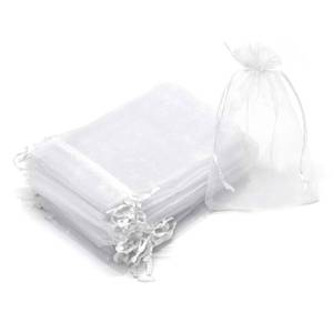 lot 2117 image: Bezall 50Pcs White Organza Bags, 6x8 inches Christmas Wedding Favor Gift Drawstring Bags Jewelry Pouches Candy Mesh Pouches