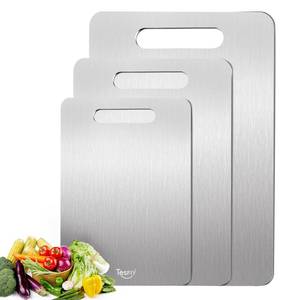 lot 2129 image: 3 Pack Titanium Cutting Board, 100% Pure Titanium Cutting Boards For Kitchen, Dishwasher Safe, Easy to Clean, Double-sided Food-grade Cutting Board For Meats, Fruits And Vegetables,SU5