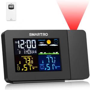 lot 2201 image: SMARTRO SC91 Projection Alarm Clock for Bedrooms with Weather Station