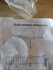 lot 2203 image: Patio Umbrella Assembly Kit with Base and Hardware