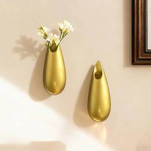 lot 4198 image: GDSZJLJ Gold Ceramic Wall Vases, Set of 2, 5.9 Inch, Teardrop Design