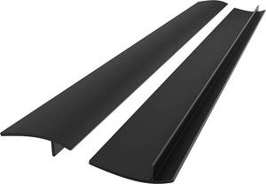 lot 4201 image: Linda��s Essentials Silicone Stove Gap Covers (2 Pack), Heat Resistant Oven Gap Filler Seals Spaces Between Stovetop and Counter, Easy to Clean Stove Side Guard (30 Inches, Black)