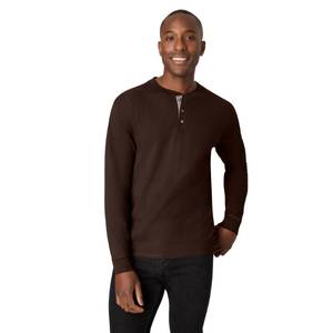 lot 4207 image: Hanes Mens Beefy Long Sleeve Three-Button Henley Size Large