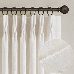 lot 4229 image: TWODRAPES Natural Pinch Pleated Linen Semi Sheer 84 Inch Curtains 2 Panels