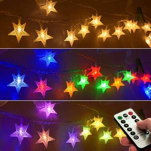 lot 4230 image: Homeleo 25ft 50 LED Multicolor Star String Lights for Bedroom Decorations, Battery Operated Led Christmas Lights for Apartment Dorm Room Decor(RemoteTimerWarm White Multicolor Combination)