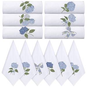 lot 4239 image: HunnmingRe 12 Pcs Blue Hydrangea Cloth Napkins Bulk 100% Cotton, 17x17inch