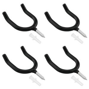 lot 4248 image: ZZLZX 4PCS Screw In U shaped Hook Heavy Duty Wall Mounted Practical Hanging Hook for Garden Tools Shovels Rakes Rack Black