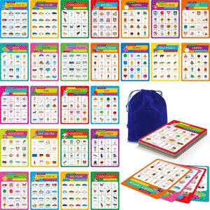 lot 4250 image: Road Trip Bingo Game, 30 Double-Sided Game Boards (Animal, Holiday, Building, Vehicle Themes ), Dry-Erase Scavenger Hunt Bingo Games for Road Trip, Car Travel, Outdoor Activities for Kid, Adult