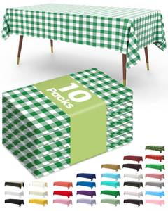 lot 5935 image: Pureegg Premium Use and Throw Table Covers 10 Pack 54x108 Inch Black for Rectangular Tables, Green Plaid