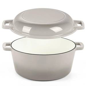 lot 5944 image: P&P CHEF 2 In 1 Khaki Dutch Oven Pot with Lid for Bread Baking, 5Qt