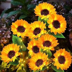 lot 5954 image: KOOPER Solar Lights Outdoor Garden Decor - Upgraded 6 Pack Solar Garden Lights with 18 Bigger Sunflower Lights, Solar Flowers Outdoor Waterproof for Flower Bed Yard Decor, Gift for Women Mom Grandma