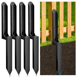 lot 5966 image: 4 Pack Fence Post Repair Kit, Heavy Duty Steel Ground Spike Anchor for Fixing Leaning or Broken 4x4 & 6x6 Wood Posts, No Dig Drive-in Support for Yard, Garden & Fence