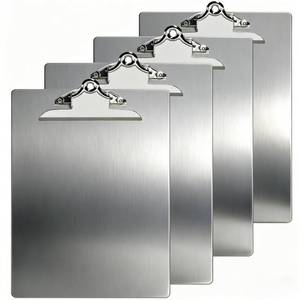lot 5971 image: YIMITEE 4 Pack Metal Clipboard, 12.5 x 9 Inch Heavy Duty Aluminum Clipboard, Contractor Clip Board with Low Profile Clip, A4 Letter Size Document Holder for Office School Jobsite Laboratory Medical