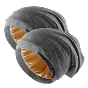 lot 6283 image: NICPOO Silk Satin Bonnet Hair Wrap for Sleeping, 2 Pcs Adjustable Silk Bonnets for Women Men Sleep Cap Silk Lined Slouchy with Adjustable Strap Curly Hair Head Scarf Night Caps��Dark gray��