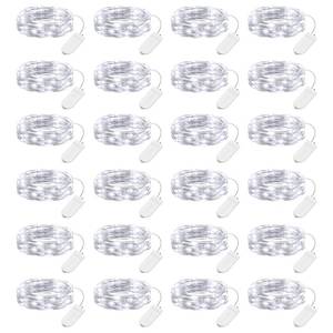 lot 6311 image: Brightown 24 Pack LED Fairy Lights Battery Operated 7 ft 20 LED String Light Waterproof Silver Wire Firefly Starry Lights for Crafts Wedding Party Bedroom (White)