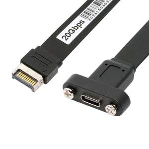 lot 6327 image: NFHK USB 3.2 20Pin Type-E IDC Front Panel Header to USB-C Type-C Female Extension Cable 20Gbps with Panel Mount Screw