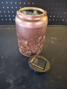 lot 6333 image: Solar-Powered LED Lantern with Decorative Etched Cylinder