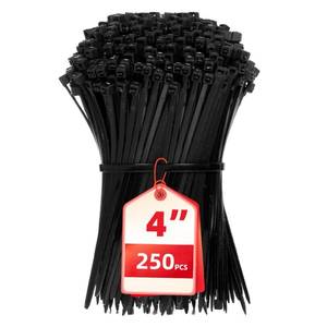 lot 6338 image: Cable Zip Ties, 250PCS Multi-Purpose Nylon Zip Ties, 4 Inch Self Locking Cable Ties,Self-Locking Wire Ties used for home, garden, garage,indoor and outdoor.Black Cable Ties