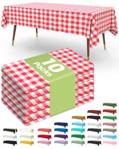 lot 6344 image: Pureegg Plastic Table Cloth Disposable 54x108 Inch 10 Pack, Red Plaid