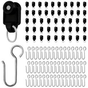 lot 6348 image: Curtain Tracks Ceiling Wall Mounted Black Thickened Style Curtain Tracks with Hook for Room Divider, Living Room, Bedroom, Office, RV (Black Pulleys, 48 set)