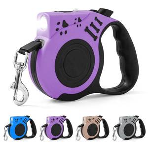 lot 6351 image: COSOWO Retractable Dog Leash with USB Rechargeable Flashlight, Purple