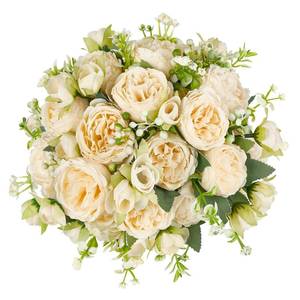 lot 6375 image: Mkono Peonies Artificial Flowers Silk Champagne Fake Flowers Bouquet 4 Pack