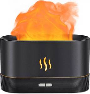 lot 6383 image: Aegci Flame Air Diffuser Humidifier, 180ML Essential Oil Diffuser with Fire Mist Effect, Ultrasonic Aroma Diffuser, 2 Brightness Modes, Auto-Off, for Bedroom Home Office(Black)