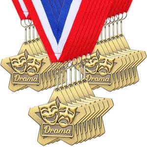 lot 6390 image: Quelay 30 Pcs 2 Inches Student Award Medals Bulk Awards Medal with Neck Ribbons Metal Trophy Prize Gift for Tournaments, Competitions, Party, Kids and Adults(Drama Medal)