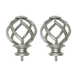 lot 6398 image: KAMANINA Antique Silver Finials for 1 or 78 In Curtain Rods, M6 Screw