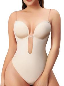lot 6400 image: Slimers Women Shapewear Backless Body Bra Shaper Womens Plus Size Plunge Invishaper Low Back Thong Bodysuits Open Crotch Daily Use((Beige M)