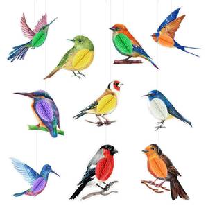 lot 6402 image: Perkoop 10 Pcs Tropical Bird Party Decorations Honeycomb Paper Hanging