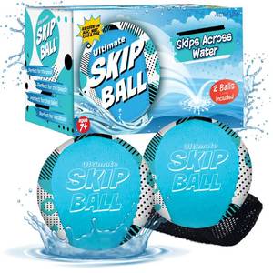 lot 6418 image: Activ Life 2 Pack Ultimate Skip Ball, Summer Toy for Kids, Beach Games, Birthday Gifts for Teens, Adult and Family, Swimming Pool Diving Toys Water Balls (Blue Spots)