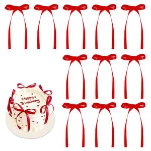 lot 6422 image: 30 Pack Red Ribbon Bows for Cake Bow Cake Toppers