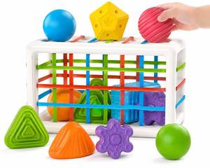 lot 6426 image: MINGKIDS Montessori Toys for 1 Year Old, Cube & 6 Sensory Shape Blocks&6 Colors Ball Pit Balls,Baby Sensory Fine Motor Skills Developmental Toys,Gifts for 12 18 Month Age 1 2