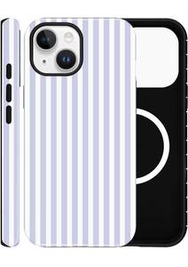 lot 6432 image: ZOEVEES Striped Magnetic Case for iPhone 14 Pro, Blue