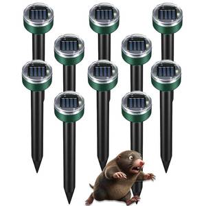 lot 7438 image: Mole Repellent 10 Pack, Animal Repeller Solar Powered Snake Ultrasonic Gopher Deterrent, Outdoor Waterproof Vole Vibration Stakes,Sonic Spike for Rodent Groundhog Snake Chipmunk