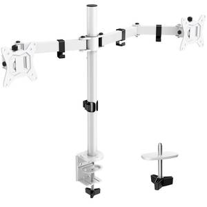 lot 7441 image: ErGear Fully Adjustable Dual Monitor Mount for 2 Screens up to 32 Inches, Holds up to 17.6 lbs Each Arm, Desk Stand, White