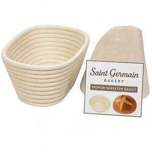 lot 7442 image: Saint Germain Bakery 10-Inch Oval Banneton Proofing Basket with Liner
