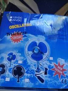 lot 7445 image: 12V Oscillating Fan 24W DC with Power Adapter