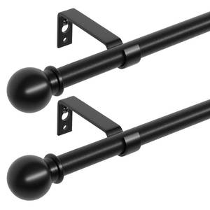 lot 7453 image: ATUHOLA 2 Pack 28-48 inch Black Metal Wall Mounted Curtain Rod Set with Brackets, 58 Adjustable Small Curtain Rods for Bedroom, Kitchen, Living Room, Grommet Curtains